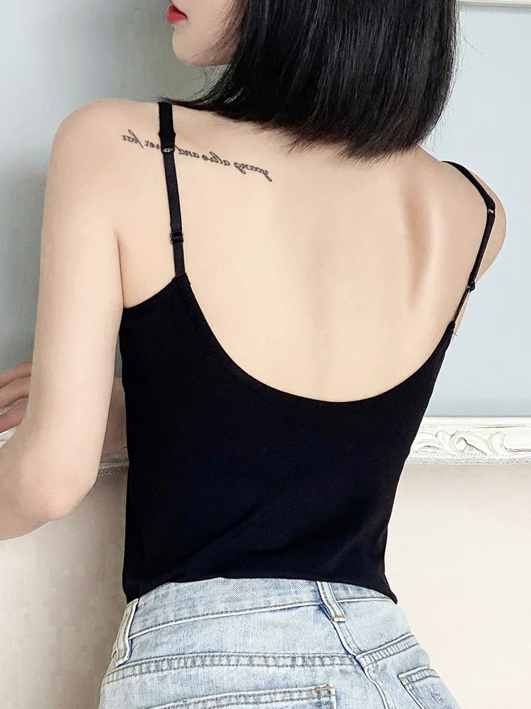 

Женский цельный топ-безрукавка с подкладкой для груди, из хлопка, модала и спандекса, средней длины, однотонный, летняя верхняя одежда/подкладка для нижнего белья...