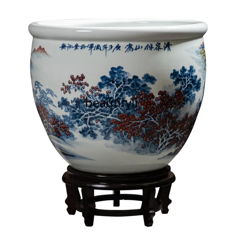 Jingdezhen Calligraphy and Painting Cylinder Scroll Cylinder Calligraphy and Painting Flower Vase and Flower Pot Ornaments