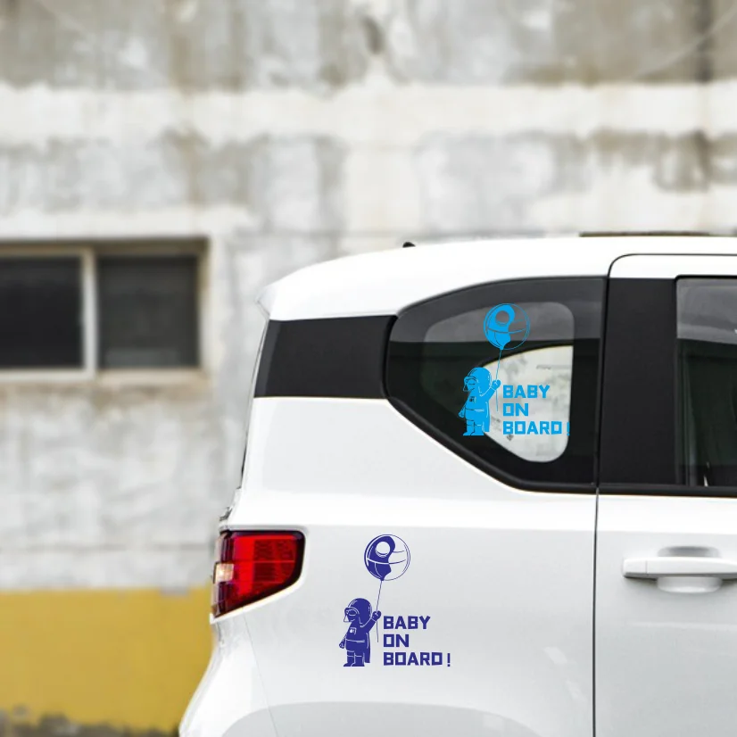 رائد الفضاء الطفل على متن الإبداعية سيارة ملصق نمط السيارات الوفير الملحقات الخارجية شارات الفينيل