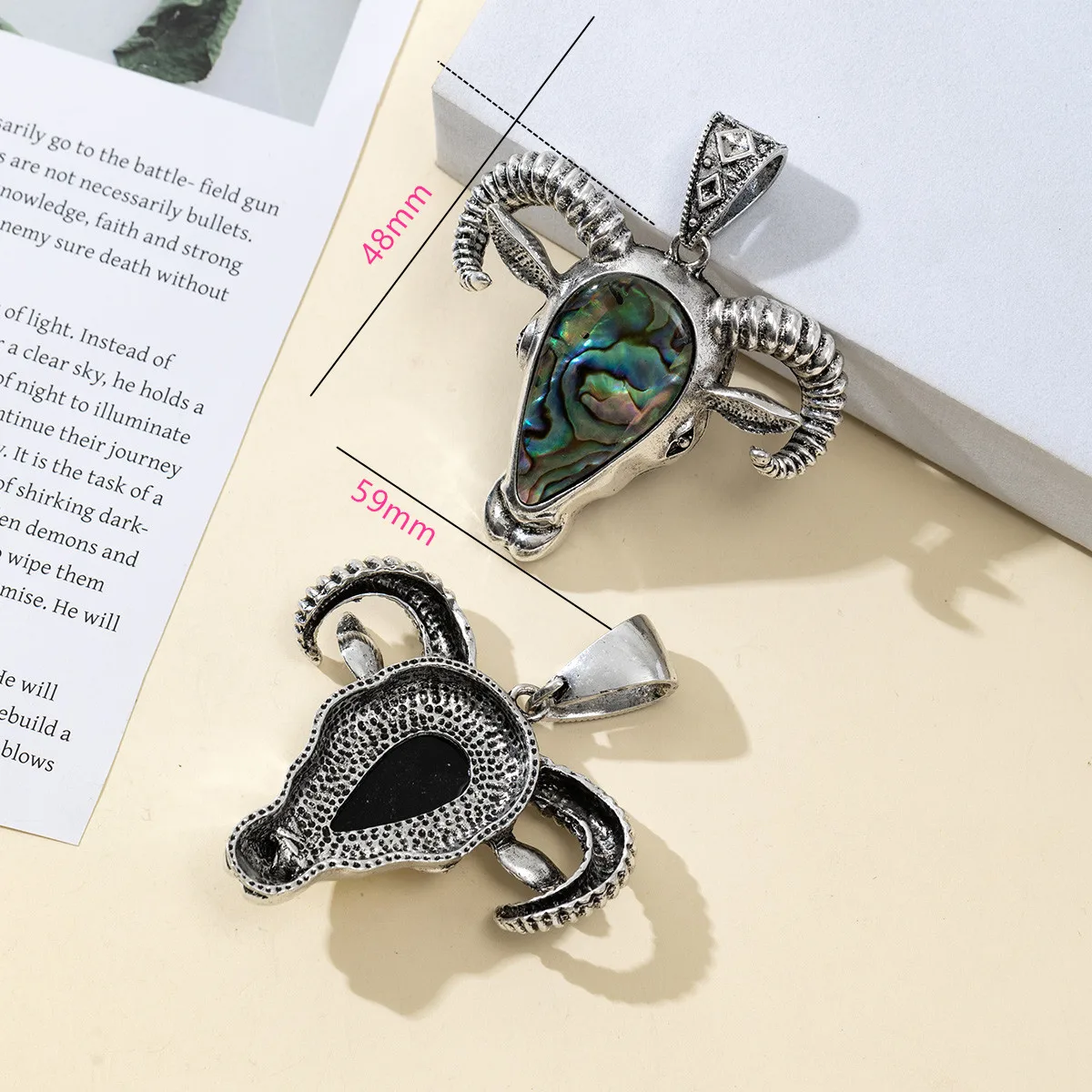 1pc 59x48mm Men Sheep Head Pendant Natural Shell Abalone Shell Charms for Jewelry Making Supplies DIY Women Necklace Accessories