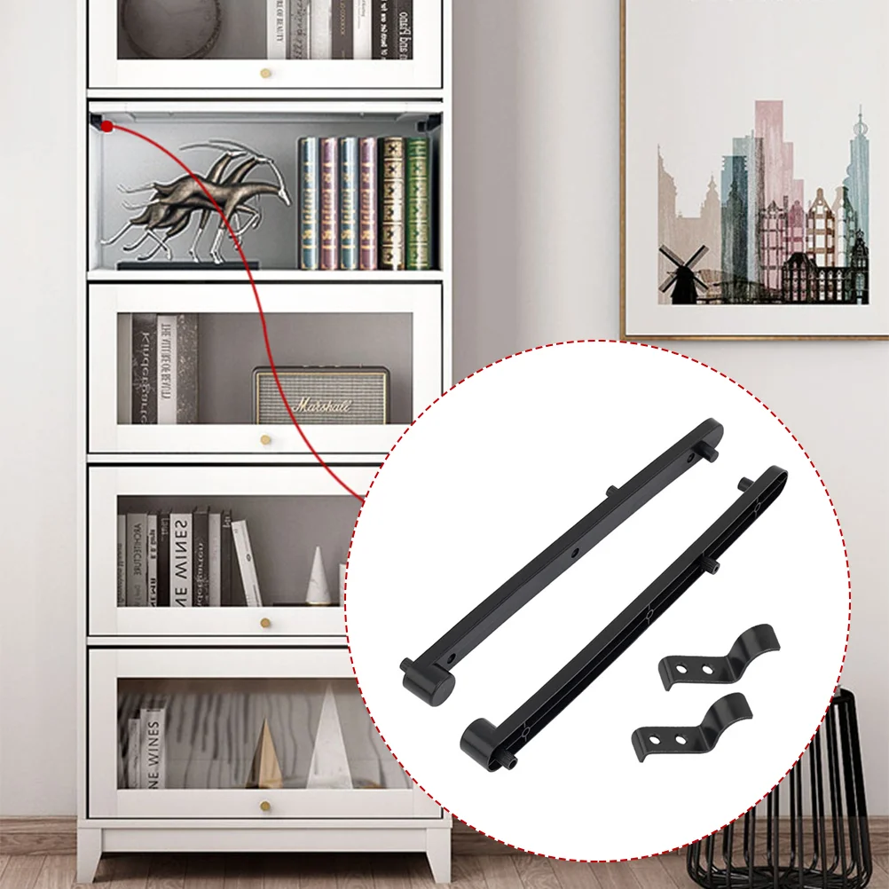Flipper Cabinet Door Side Track Keyboard Tray Rails Enclosed Black Iron for Bookcases