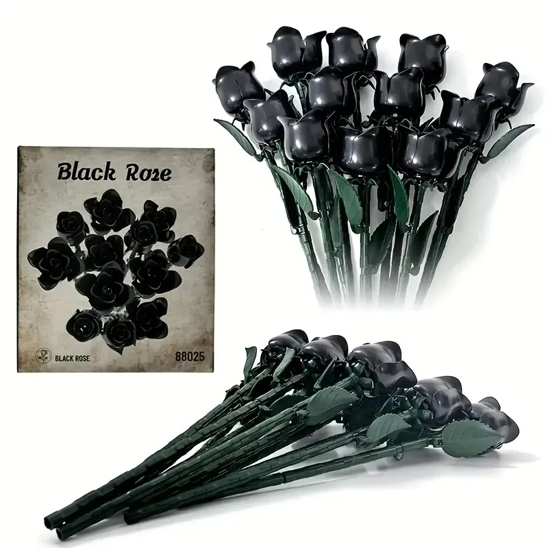 

Black Roses Block Toys Decorative, Flower Building Toys for Adults, Home Decor Gift for Valentine Day, Birthday,Christmas