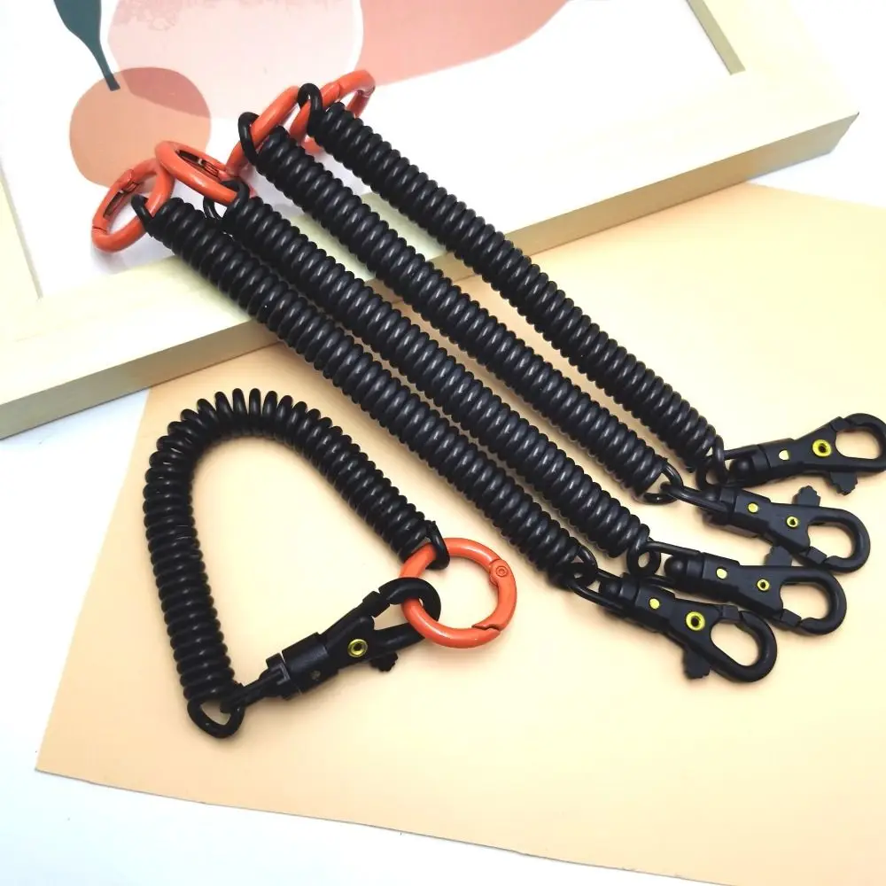 2pcs New Retractable Plastic Phone Spring 10Colors with O-ring Anti-lost Keychain Key Chain Outdoor Hiking