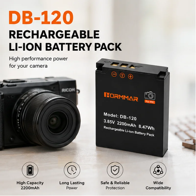 Akumulator 2200mAh DB-120 DB120 do Ricoh GR IV GR4, zamiennik, akumulator litowo-jonowy do aparatu, wysoka pojemność, akcesoria. — zdjęcie produktu 2