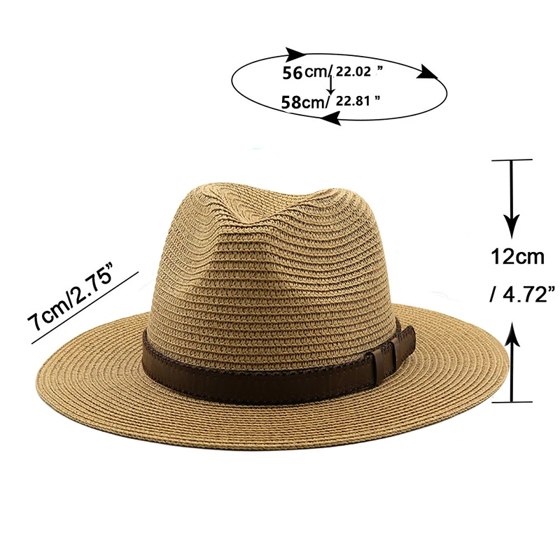 Simple Parent-child Panama Hats Lady Beach hat Women Wide Brim Straw Hat Man Summer Sun Cap  Fedora Hat 54cm 56-58cm 59-61cm