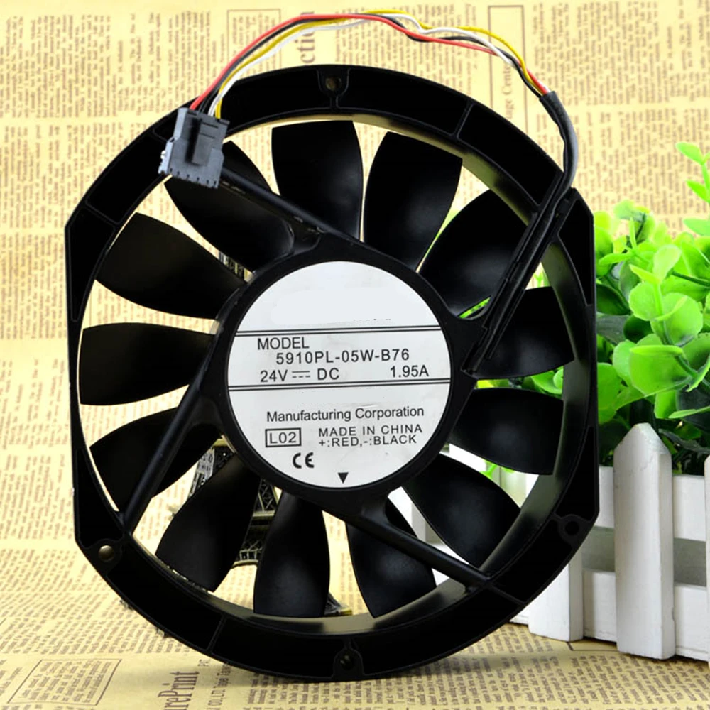 Cooling Fan 5910PL-05W-B76 DC 24V 1.95A 4100RPM 17025 170X170X25mm Ball Bearing Server Inverter Fan