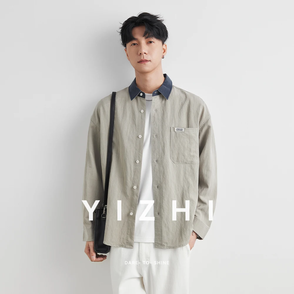 Fashion Men's Shirt Casual Corduroy Long Sleeve Shirts Slim Fit Overcoat Spring Fleece Jacket Men Clothing Retro Fashion Blouses