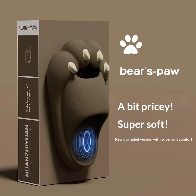 

Bear Paw Slippers EVA Thick Sole Non Slip Cute Closed Toe Summer Indoor Outdoor For Men And Women SoftComfortable Couple version