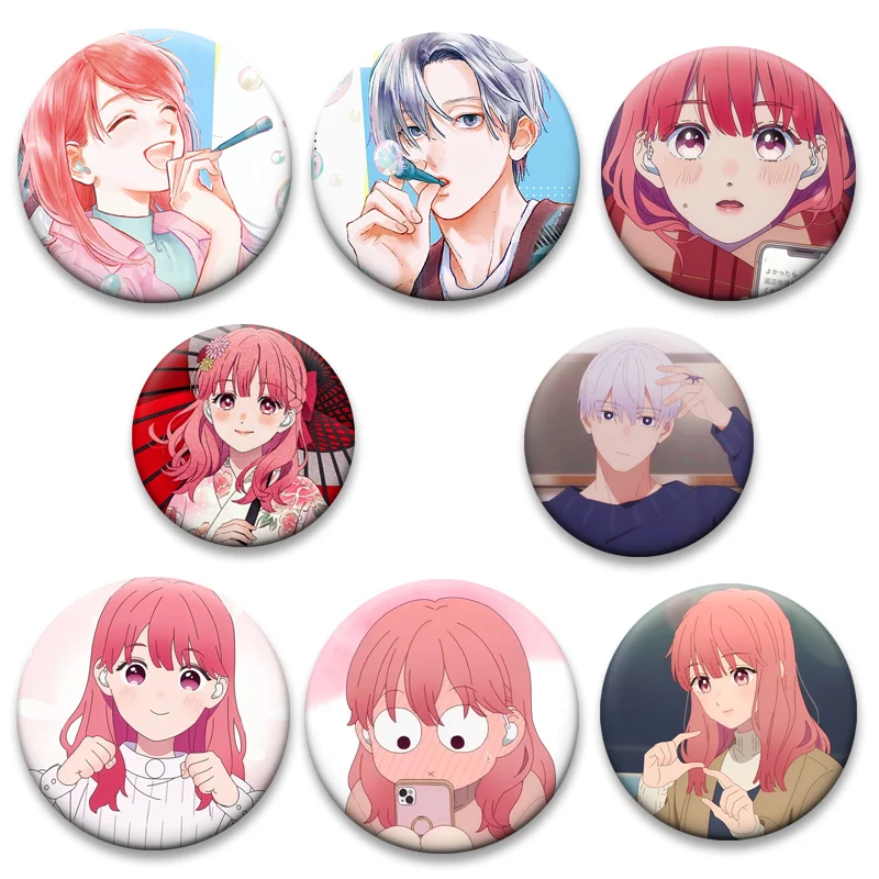 A Sign of Affection Brooches Anime Figure Lapel Pin Oushi Ashioki‌,Nagi Itsuomi,Yuki Itose Cartoon Badge for Backpack Accessorie