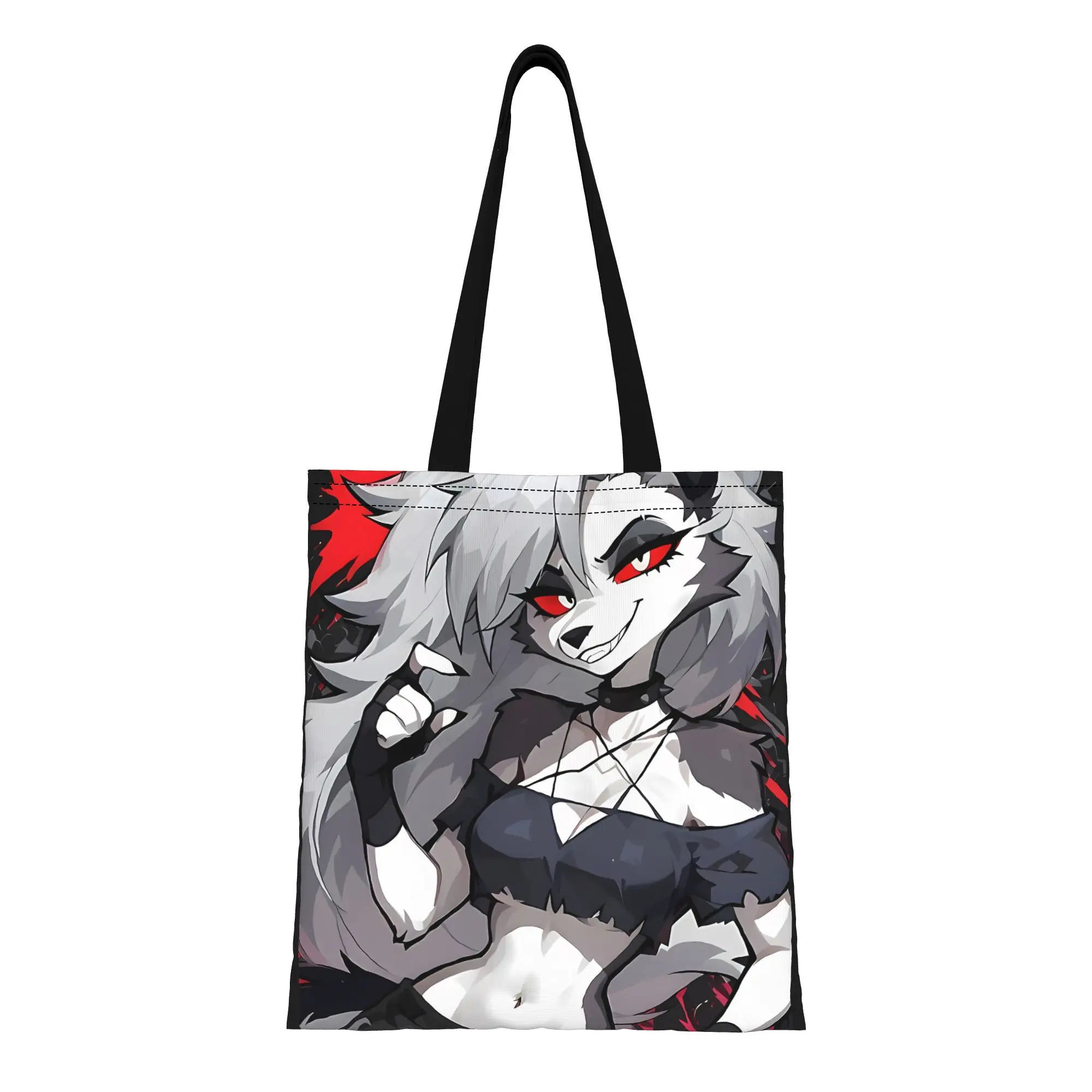 H-Helluva Boss Loona Fan Goth Anthro Wolf Girl Neon Aesthetic Canvas Woman Tote Bag Travel Outdoor Shoulder Handbag Youth  gift