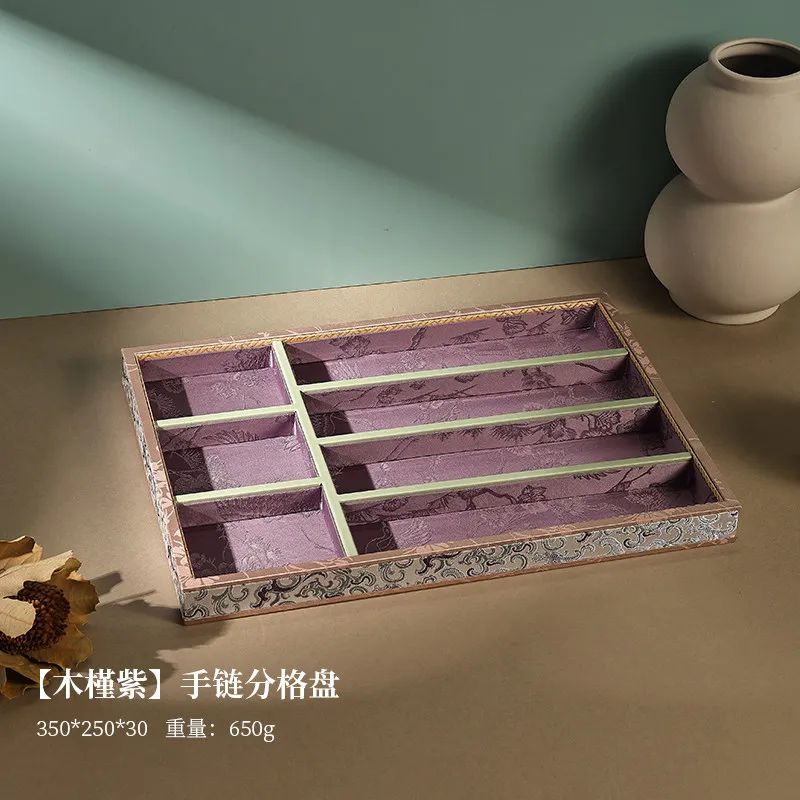 Purple Jewelry Tray, Eid Mubarak Vintage Beads & Gold Bracelet Organizer, Multi-Compartment Display for Bangle & Hand Chain