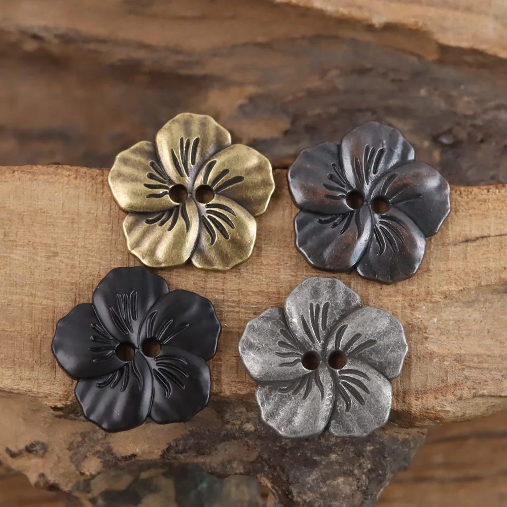 10Pcs Alien Flower Heavy Industry Metal Button Denim Leather Jacket Sweater Work Pants Coat Antique Copper Retro Button N842