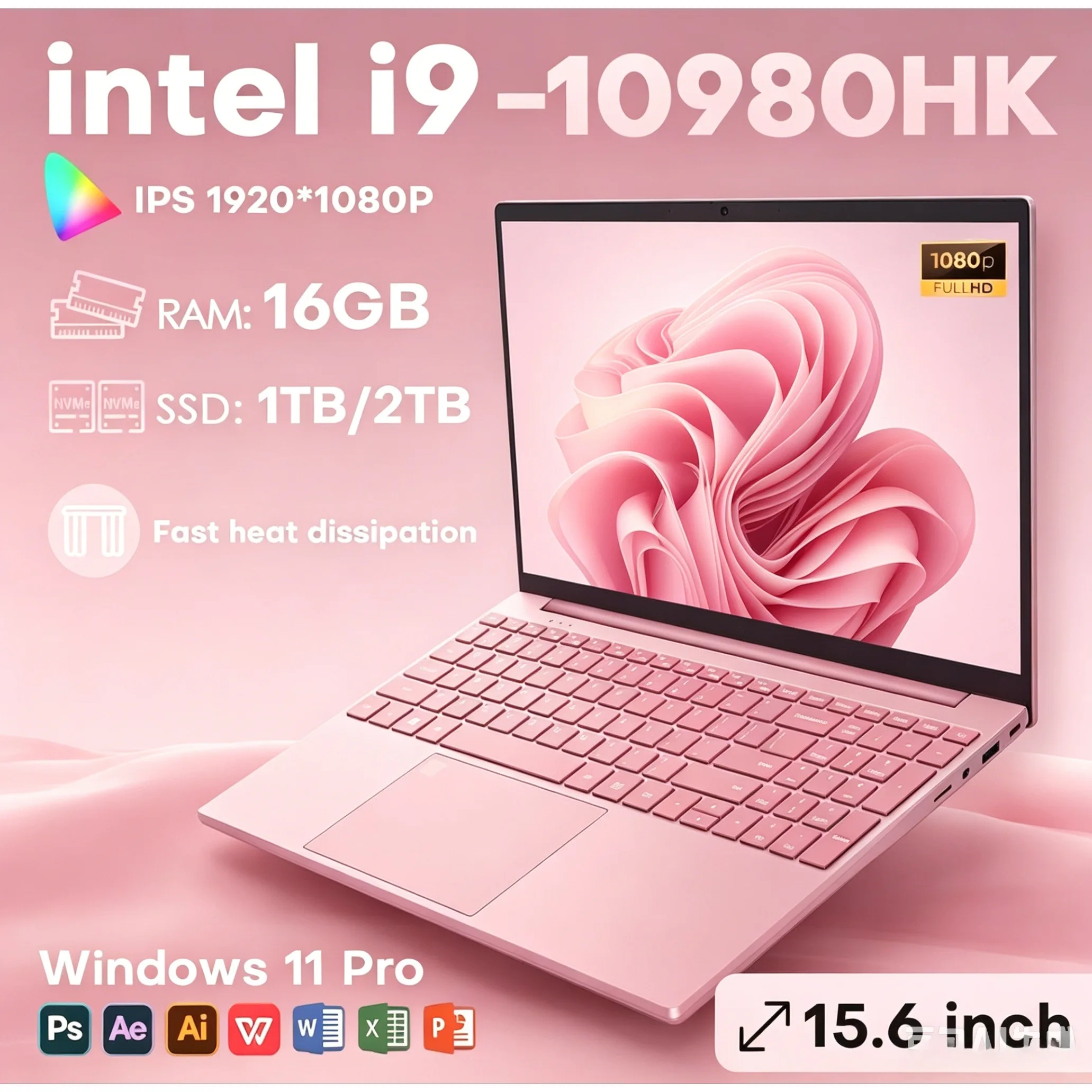 Heißer 15,6-Zoll-Laptop mit Intel Core i9-10980HK, Windows 11 Pro, 32GB DDR4, M.2 2TB SSD, Ultrabook-Computer, Fingerabdruck-Entsperrung, WIFI 5, BT.