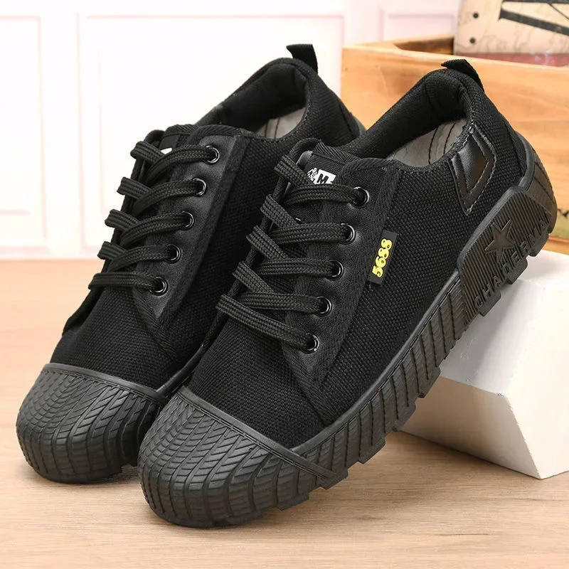 Men's Canvas Shoes Outdoor Work Shoes Non Slip Breathable Casual Sneakers for Men Soft Sole Wear-resistant Walking Flats Zapatos