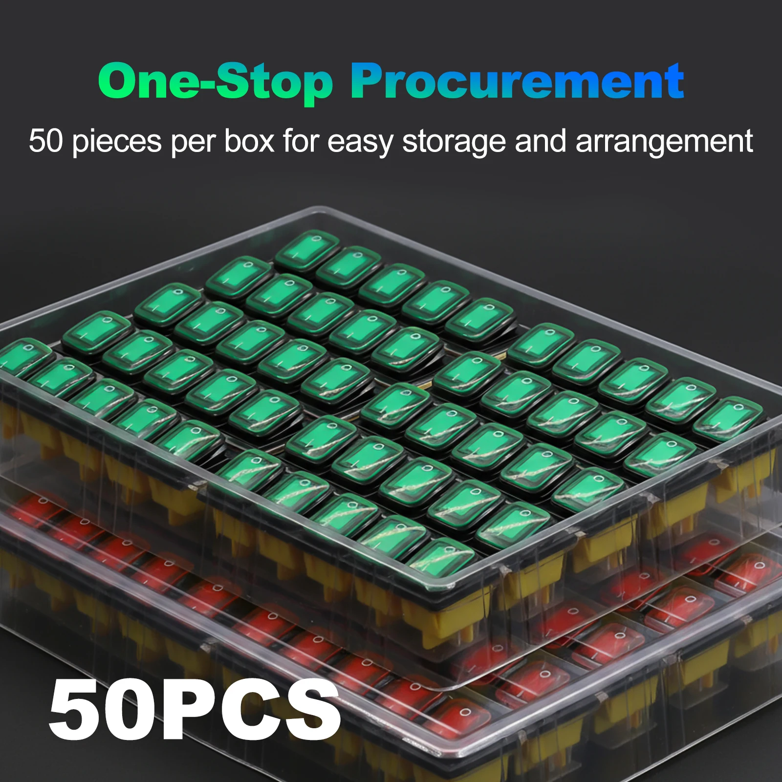 FILN 50pcs Rocker Switch 30A 12V 24V 110V 220V LED Waterproof IP65 ON OFF 4 Pin Heavy Duty DPST Sealed  Auto Boat Marine Toggle