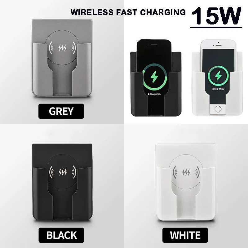 

QI Universal Flush Wireless Charger,Wall Mount ,15W Fast Charging Stand for Phones,AC 110–220V