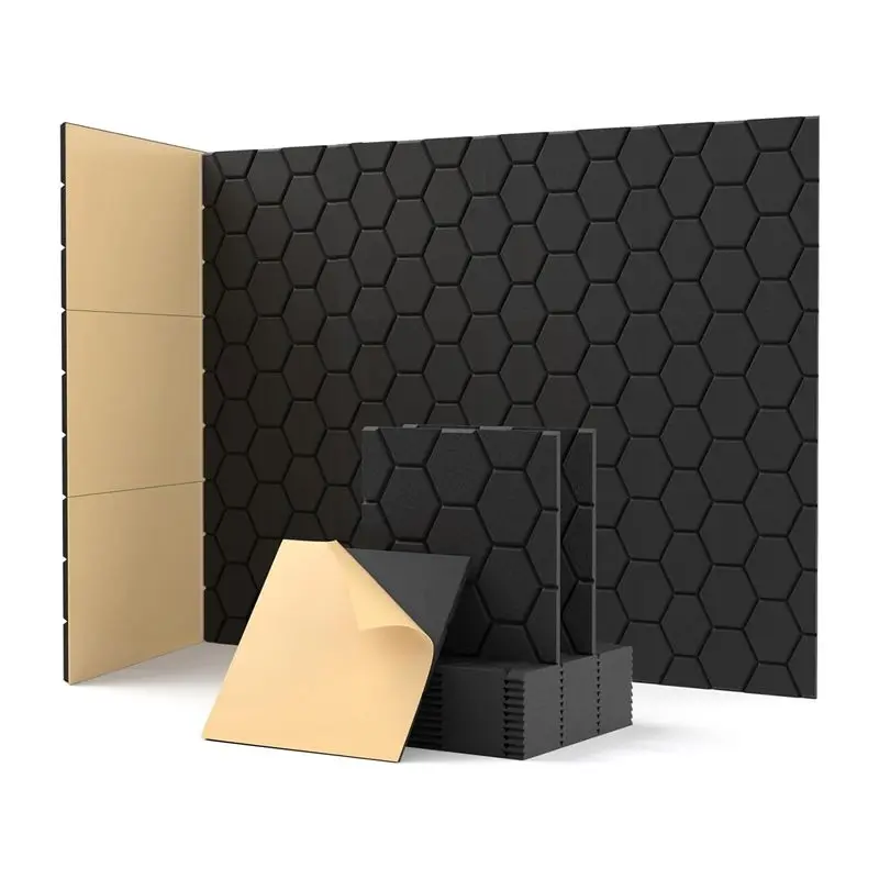 A99I-12 Pack Soundproof Wall Panels Self Adhesive Acoustic Wall Panels For Wall,Studio, Home And Office Black Easy To Use