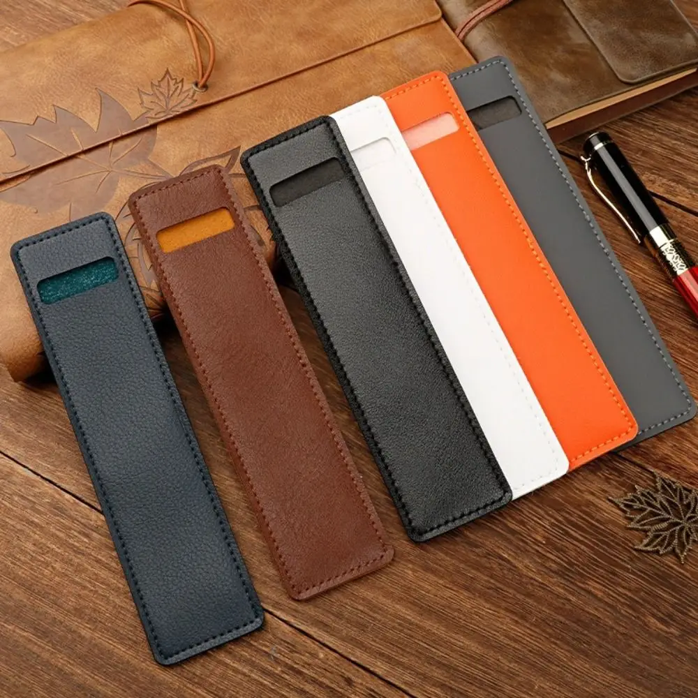 10Pcs Creative PU Leather Pencil Case Solid Color Minimalist Design Pencil Pouch Ballpoint Pen Cover For Students