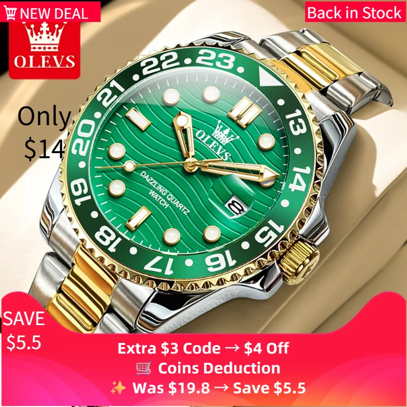 OLEVS 3610 Original Men's Watches Luxury Waterproof Luminous Man Wristwatches Simple Stainless Business Fashion Classic Watch