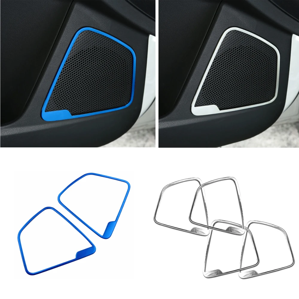4pcs For Ford Focus 3 4 MK3 MK4 2012-2018 Stainless Steel Door Speaker Audio Sound Frame Ring Molding Garnish Cover Trim