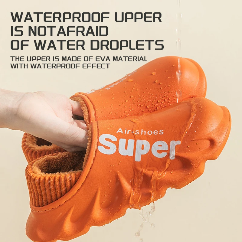 Winter Anti Slip Slip Katoenen Slippers Koreaanse Versie Retro Waterdicht Eva Indoor Warmteschoenen Invertable Binnenvoering