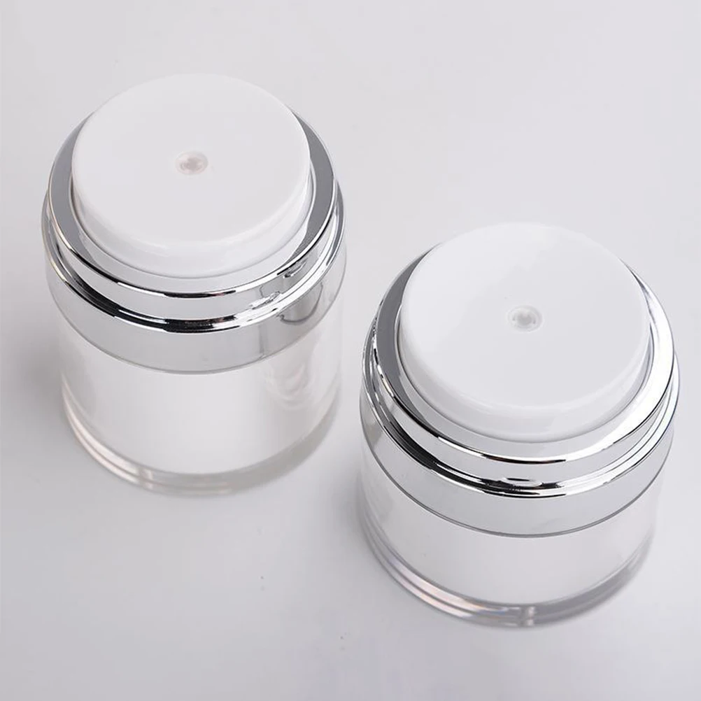 

2Pcs Empty Airless Pump Jars Refillable Plastic Containers Mini Size Face Cream Dispensers Leak Proof Travel