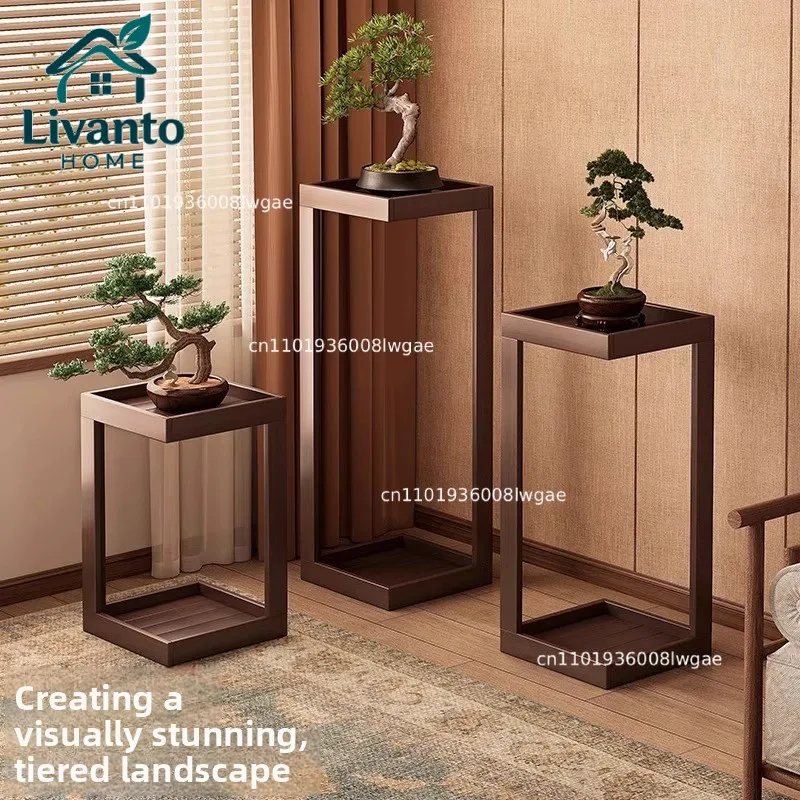 

Flower shelf Living room Floor-to-ceiling shelf Nanzhu Chinese flower pot Plant placement Indoor display stand Balcony flower