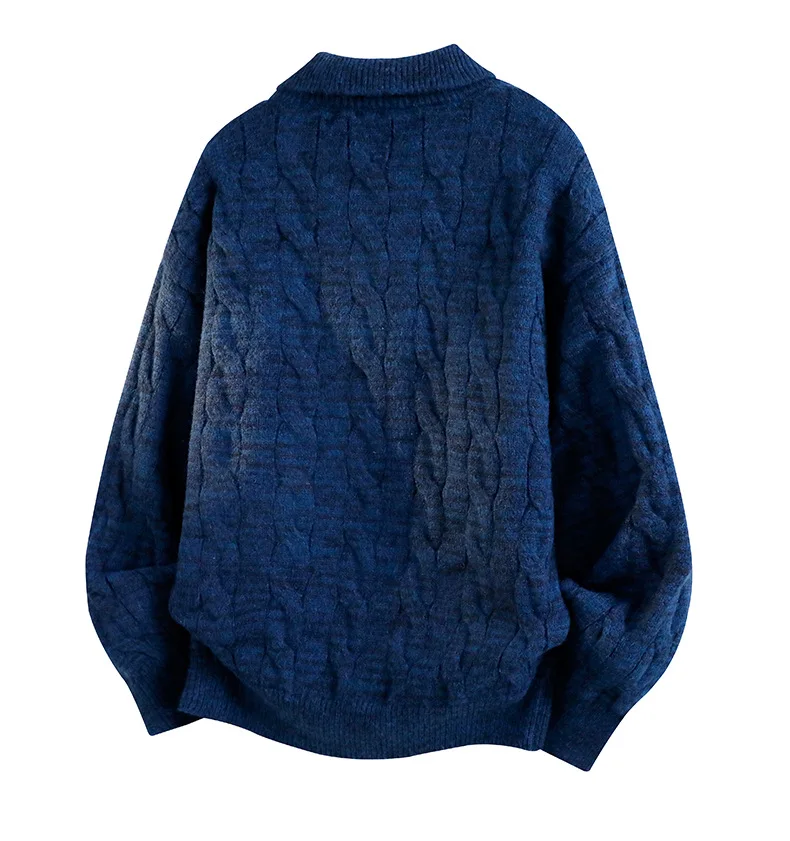 Winter Fall New Arrival Men's Fake Two Piece Collar Twisted Knitting Pullover Thickened Loose Lazy Style V-Neck Casual Sweater