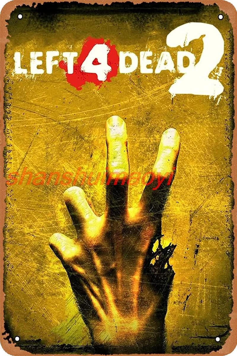 Lujiralun Left 4 Dead 2 Tin Sign Video Game Poster Vintage Retro Wall Decor for Home bar Cafe 12x8 inches sign