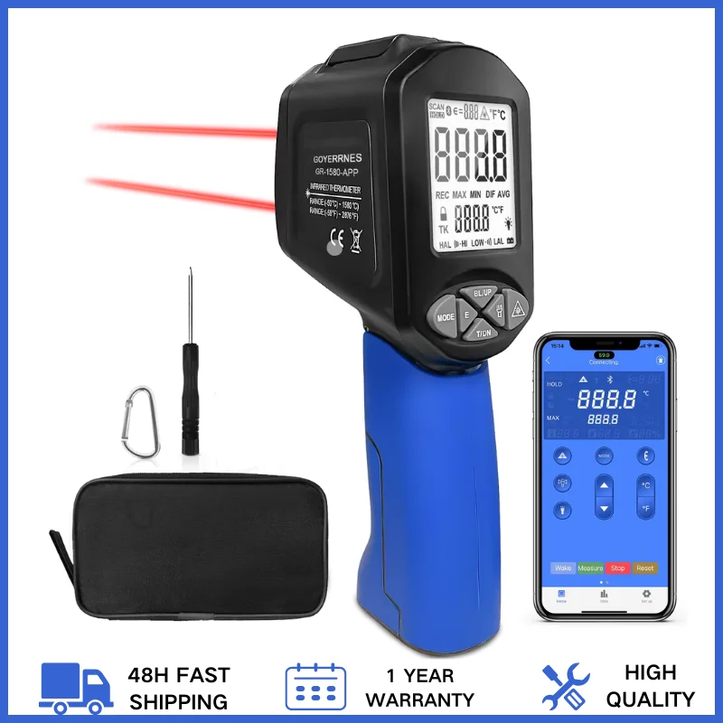 

Infrared Thermometer Gun (Not for People) Non-Contact Digital Thermometer with App Connect Function Not for Humans (1580-App)