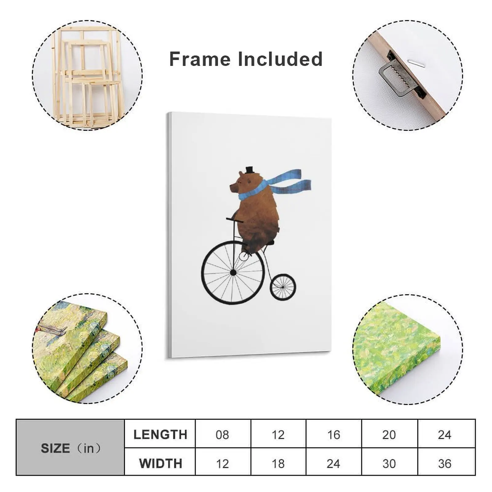 Cheltenham the Bear: Penny farthing fun Canvas Painting Decoration for bedroom stickers & posters Decoration