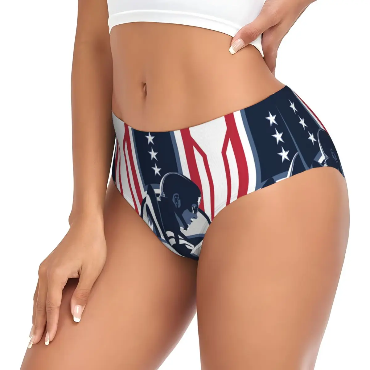 Personalizzato Capitan America Cartoon Moives Slip Intimo Donna Mutandine con scudo elasticizzato traspirante