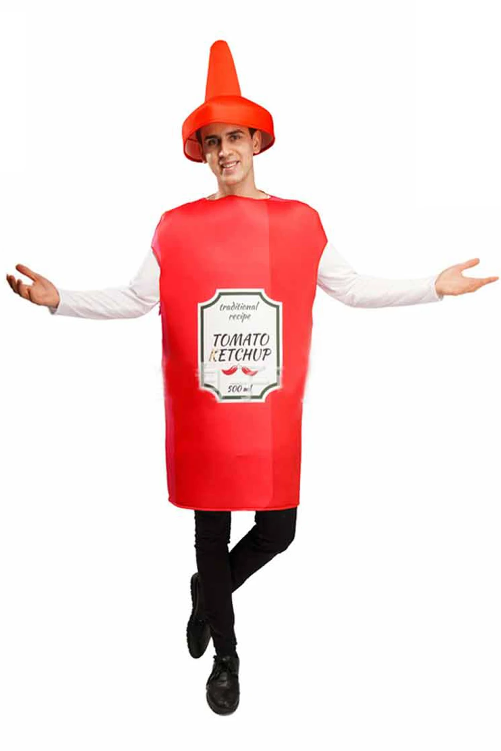 Costume de cosplay adulte Ketchup Mustard pour femmes et hommes, nourriture amusante, jeu de rôle, fantaisie, couples, Halloween, pli, robe de paupières