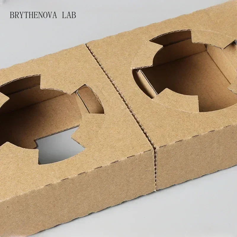 25pcs Milk Tea Takeaway Cup Holder Disposable Kraft Paper Packaging Beverage Base Coffee Spill Proof Paper Cup Holder Double