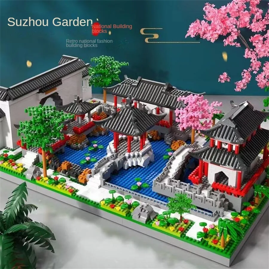 Chinese architecture three-in-one puzzle Suzhou garden building blocks assembly suitable for adults decorative children gifts