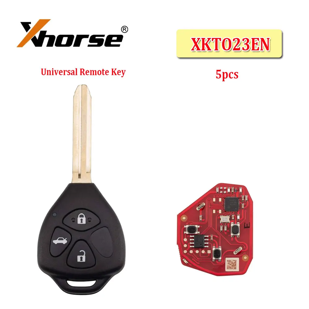 

5pcs XHORSE XKTO23EN Wire Remote Key for Toyota Model Left 3 Buttons Triangle Second Generation Car Remote Key for VVDI Key Tool