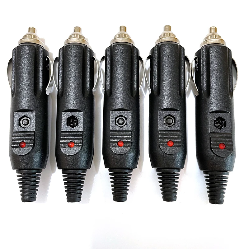 5pcs DC12V Car Cigarette Lighter Male Plug Fuses 5A With LED Indicator Plug Power Charger Adapter Connector Converter Plug