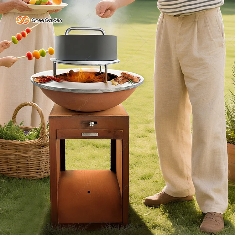 Modern Outdoor BBQ Grills Rustic Corten Steel for Outdoor Use