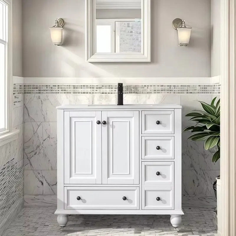 

Modern PVC Cabinet Wall Mounted Bathroom Vanity with Light Emitting Diode Mirror