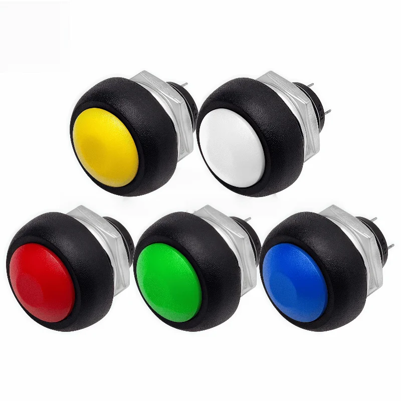 

6pcs/lot Small Pushbutton Switch Round Waterproof Pushbutton Switch PBS-33B Non-Locking Self-Resetting Horn Switch 12mm