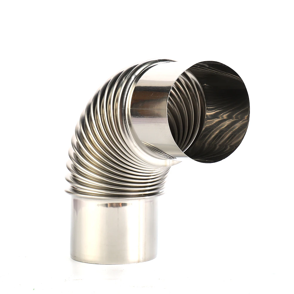 60/70/80mm 90 Degree Flue Elbow Pipe Chimney Liner Bend Stainless Steel Multi Flue Stove Pipe Gas Water Heater Exhaust Pipe