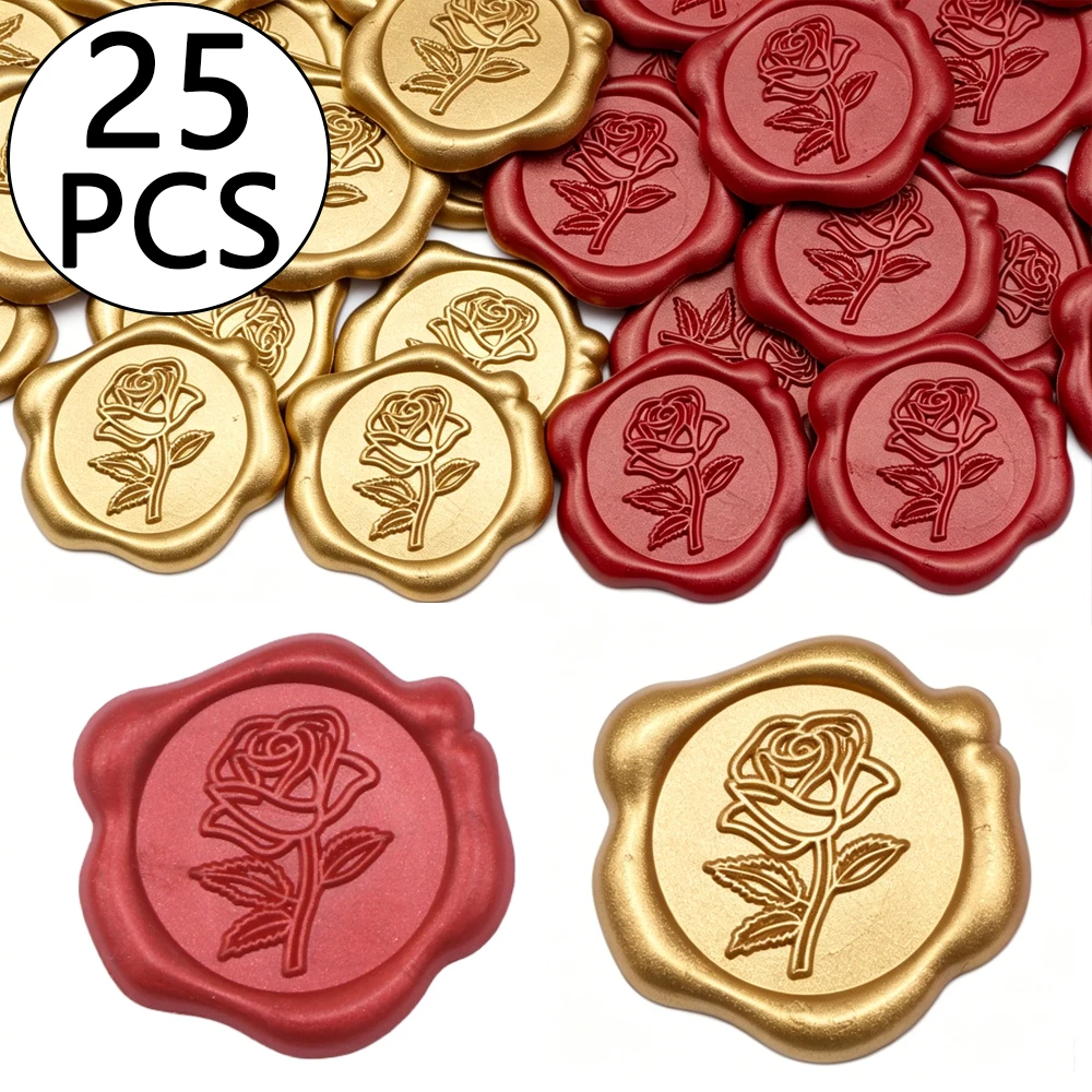 Wax Seal Stamp Set - 25pcs/set 3D Rose Flower Shape Wax