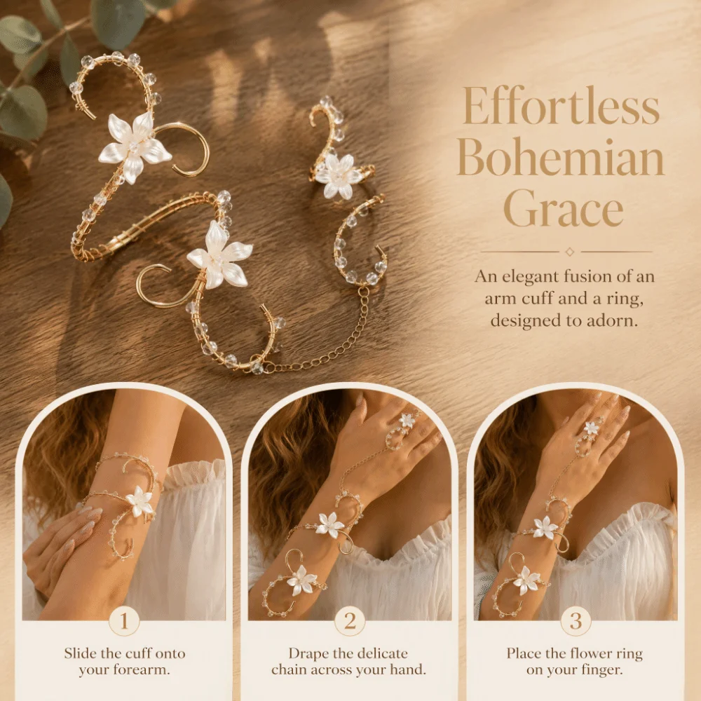 Artificial Integrated Finger Chain Bracelet Crystal Hollow Out Spiral Gold Arm Cuff Exotic Style Armlet Open Arm Bangle