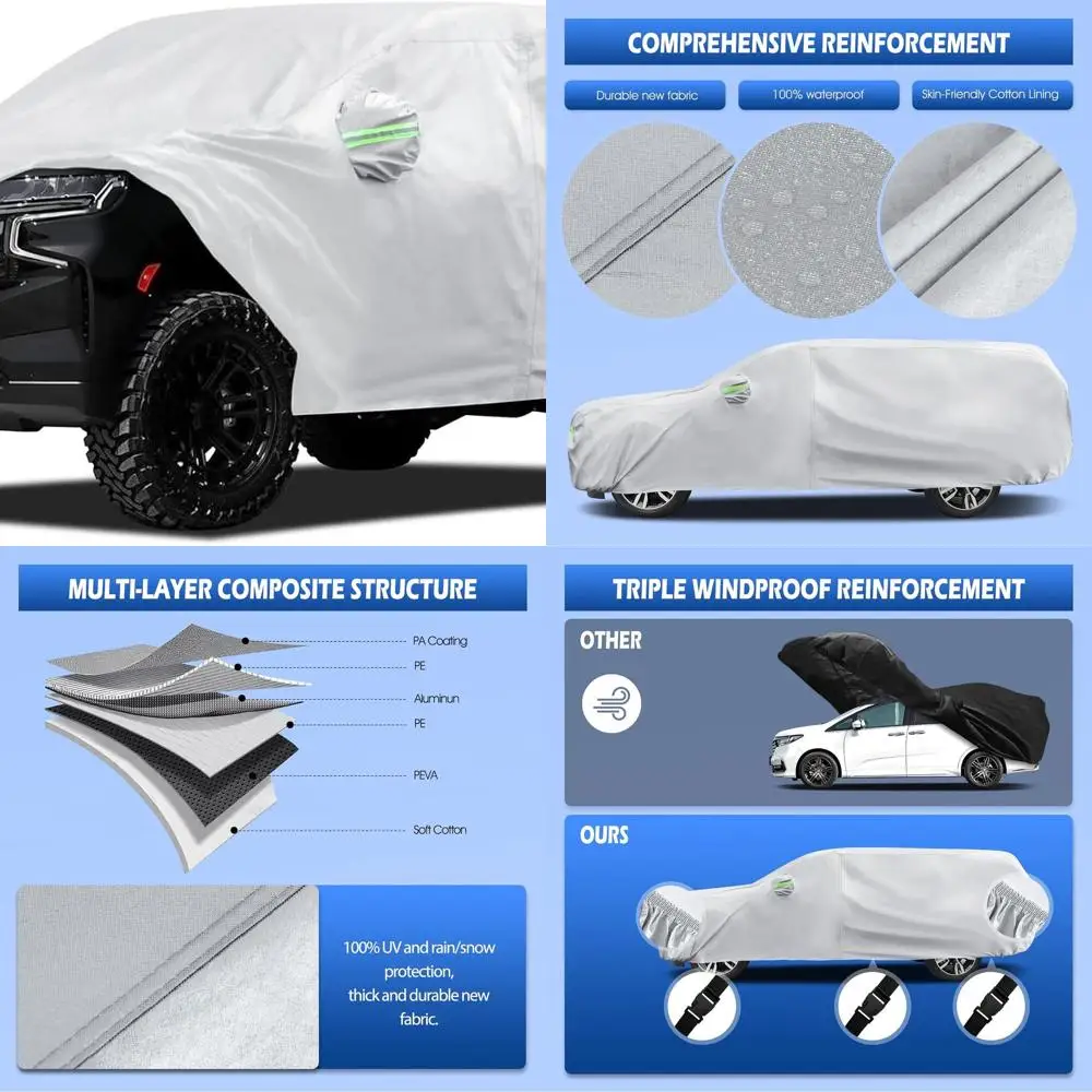 

Custom Tailored Car Cover for 1973-2025 Chevy Suburban, Waterproof & UV Protection, Door Zipper, Cotton Lined, Silver