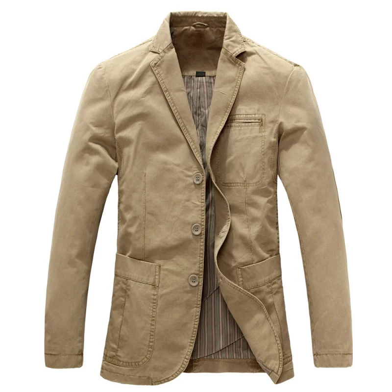 Primavera otoño nueva chaqueta militar Blazers hombres de negocios 100% puro algodón Casual traje abrigo Masculino Masculino chaquetas sólidas