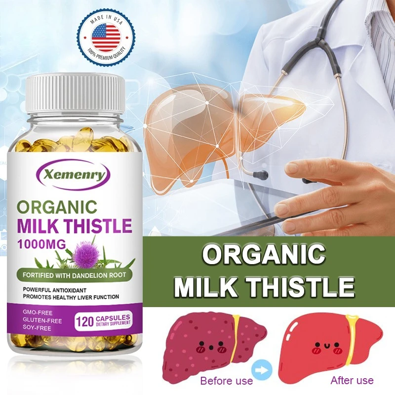 

Milk Thistle Capsules - Liver Detoxification and Cleansing, Supports Liver Health, Improves Immunity, Antioxidants