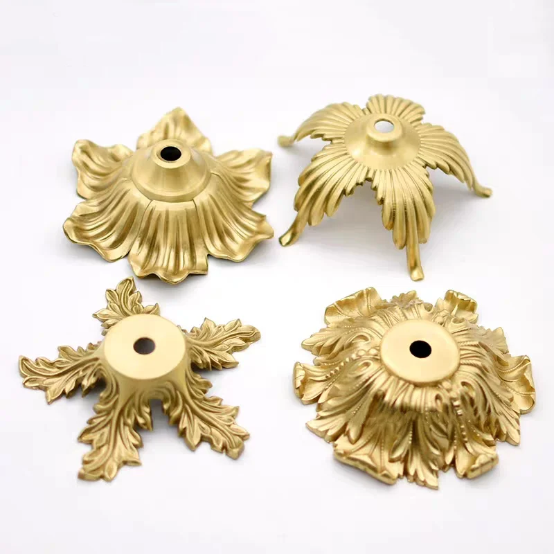 French Country Solid Brass & Ceramic Lamp Base Floral Fringe Trim for Bottle-Shaped Lamps