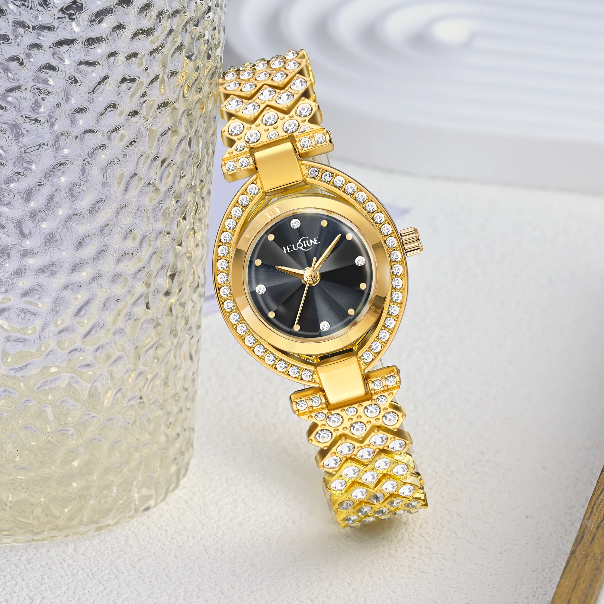 1 ساعة كوارتز فاخرة مطلية بالذهب، لمسة نهائية متينة مطلية بالذهب لمدة عامين، ضمان الاحتفاظ بالألوان، اختيار مثالي للهدايا #4