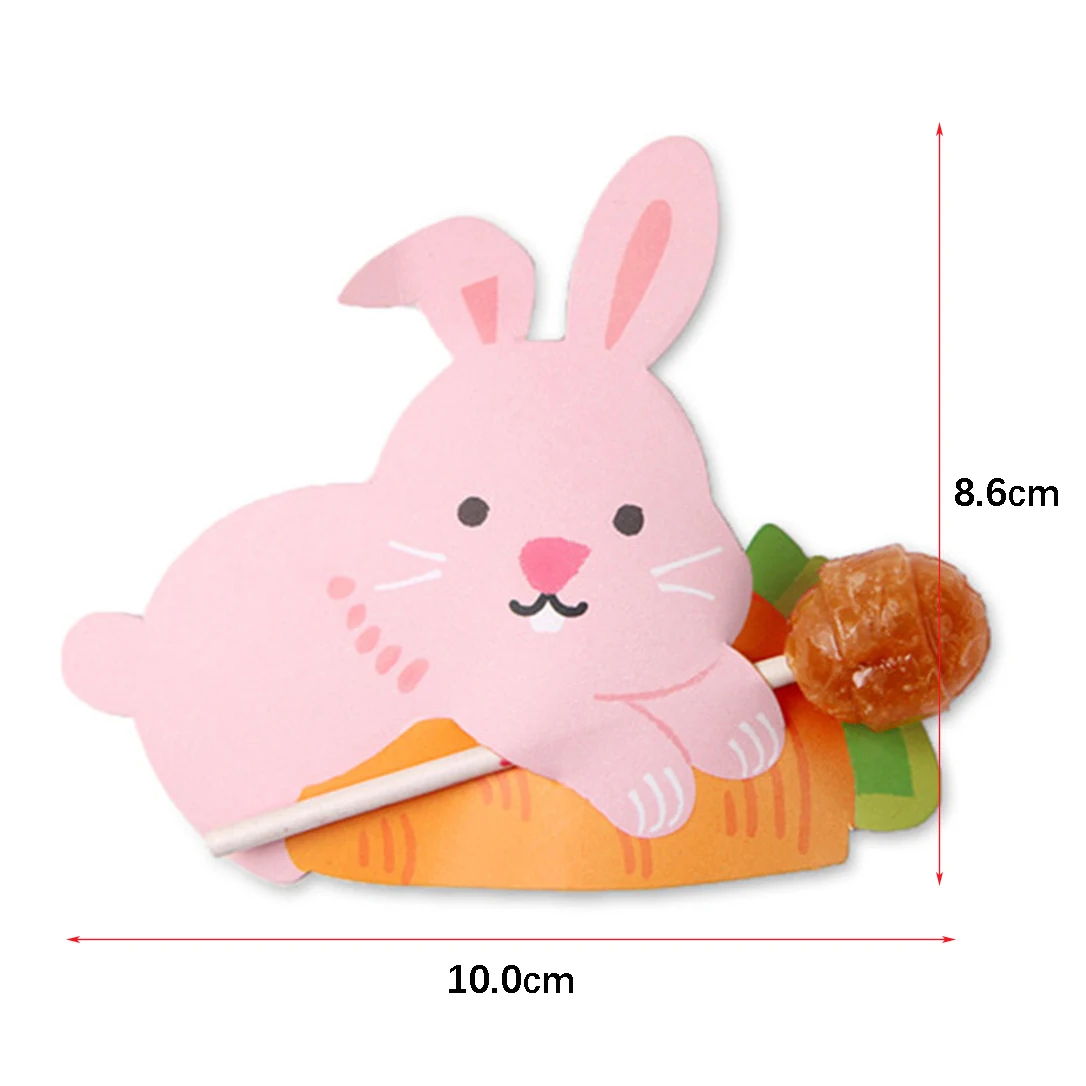 50Pcs Cute Animal Candy Package Cards Cartoon Rabbit Bear Paper Lollipop Holder Card Kids Birthday Party Decoration Baby Shower