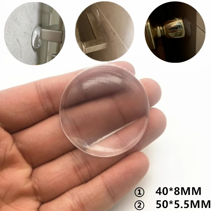 Door Knob Wall Shield, 6PCS Transparent Round Soft Rubber Door Stopper Wall Protector, Self Adhesive Door Handle Bumper